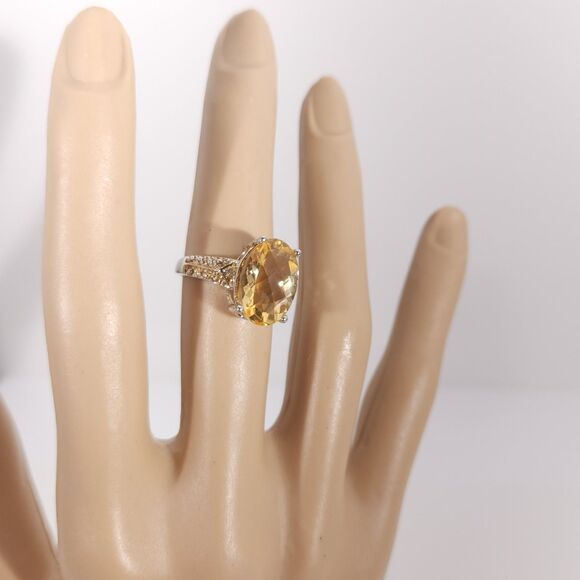 Citrine 5 Carats Ring Sterling Silver Size 7 - Picture 10 of 10